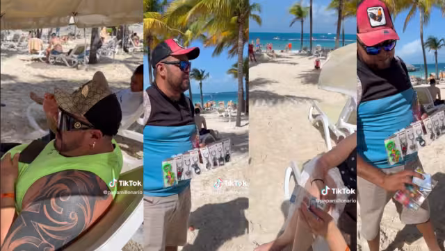 "Papá Millonario" como acto de buena fe le regalo dinero a un comerciante ambulante en la playa