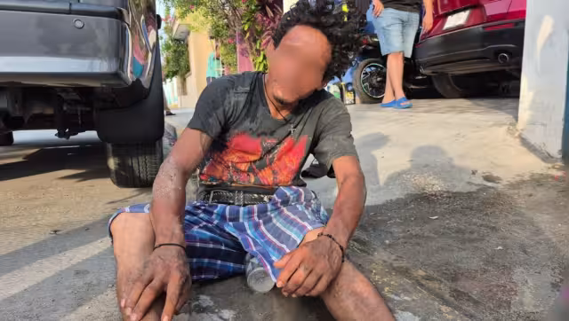 Golpean y detienen a presunto asaltante en la Morelos.