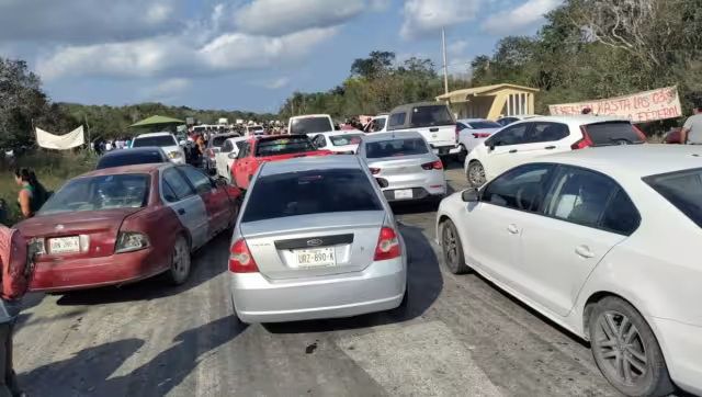 Así luce el tramo bloqueado en Quintana Roo