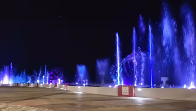 Así lucen las fuentes marinas Poesía del Mar, en Campeche, tras un show