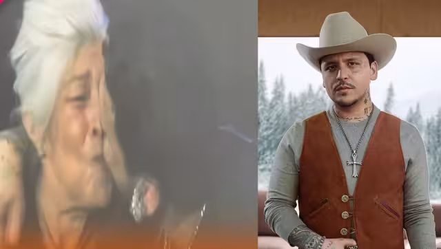Christian Nodal besa en la boca a una abuelita en plenno concierto: VIDEO