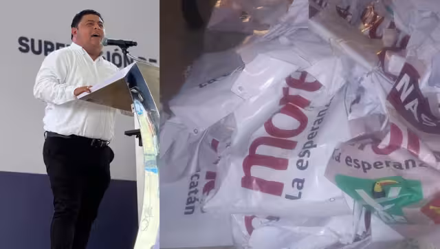 Un funcionario del Ayuntamiento de Kanasín fue detenido con decenas de lonas