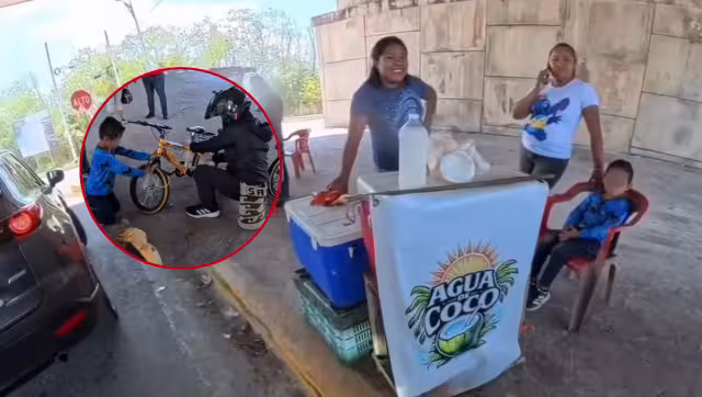 Influencer regala bicicleta a niño en Campeche y conmueve en redes