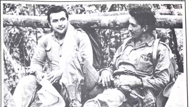 Mario Renato Menéndez Rodríguez con Fabio Vázquez, líder máximo del Ejército de Liberación Nacional