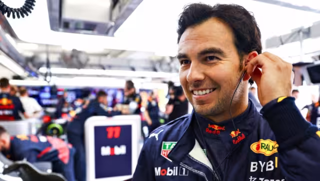 "Checo" Pérez no estuvo contento con la acción de Mick Shumacher. Foto: Twitter