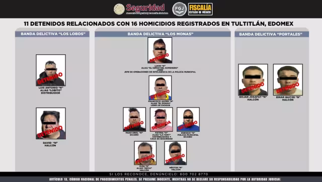 Los 11 detenidos fueron puestos a disposición de las autoridades competentes