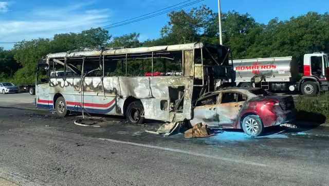 El camión y el automóvil quedaron calcinados tras el choque