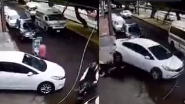 Conductor atropella a ladrones que lo quisieron asaltar con todo y moto