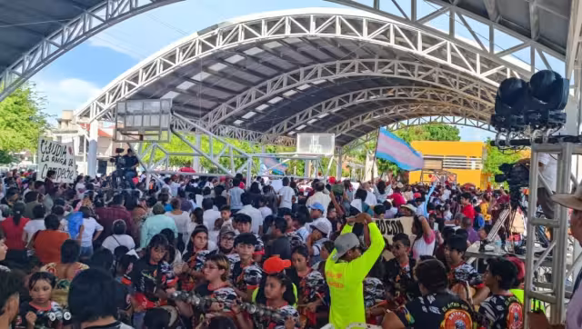 Claudia Sheinbaum tuvo dos actos asambleístas, el primero en el Polideportivo Chechén