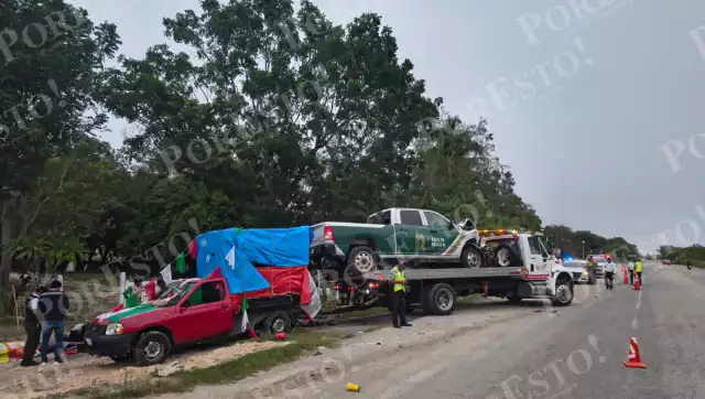 Siete peregrinos lesionados en choque en Champotón; una mujer está grave