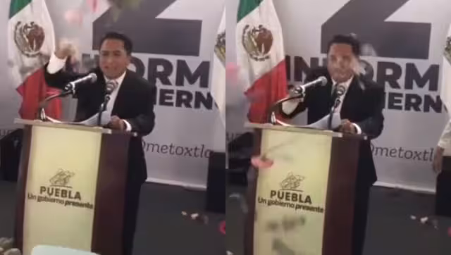 José Cinto Bernal fue atacado con flores y basura durante su Segundo Informe de Gobierno