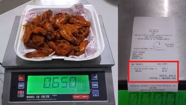 En otra foto se ve que la misma báscula pesan lo que parecen dos bolsitas de crema, llegando a .914 gramos