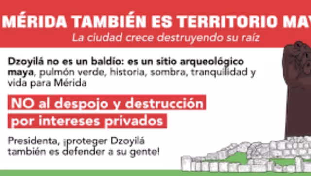 Vecinos protestan en Mérida por obra en zona maya.