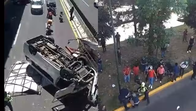 Una unidad de pasajeros cayó de un puente vehicular en Periférico Norte