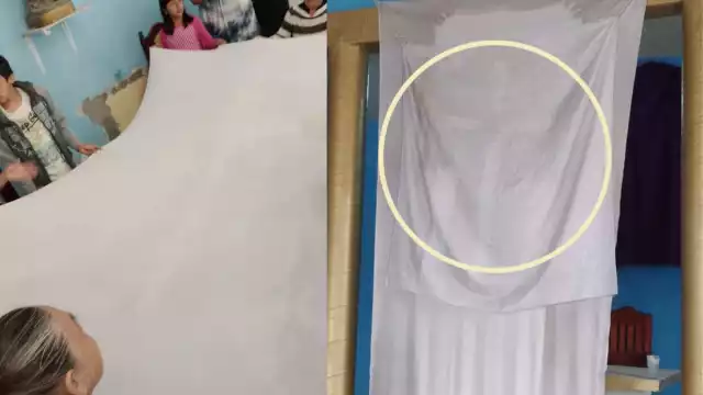 Esto ocurrió cuando integrantes del coro de la iglesia levantaron una sábana