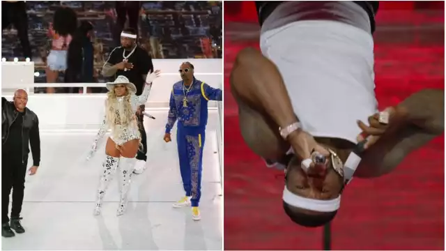 El show del medio tiempo tuvo grandes sorpresas desde el inicio, como la presentación de 50 cent, quien se unió a los raperos Snoop Dogg, Mary J. Bligue, Kendrick Lamar, Dr. Dree y Eminem