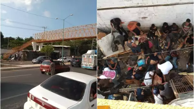 Este jueves volcó un camión de carga repleto de migrantes, en la carretera Tuxtla Gutiérrez-Chiapa de Corzo