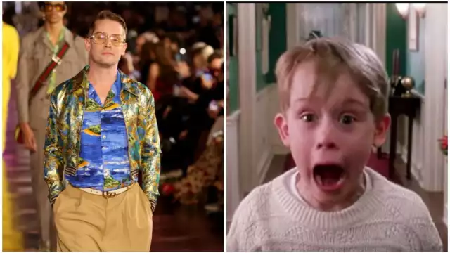 Macaulay Culkin protagonista de “Mi pobre angelito” desfiló en la pasarela de Gucci en Hollywood, con un conjunto que forma parte de la colección ‘Gucci Love Parade’