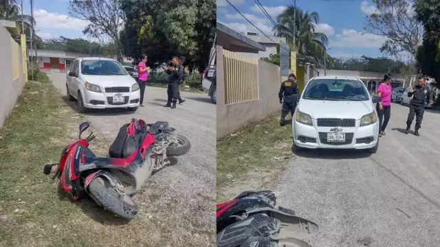 El auto no respetó el alto y chocó al motociclista