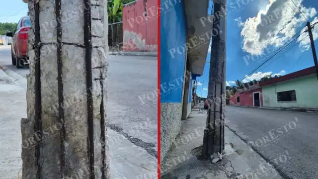 Protección Civil exhortada a revisar poste deteriorado en la calle 26 por 31