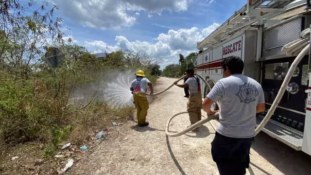 Uno de los incendios se registró en la calle 78 entre 47 y 49 de la colonia Constituyentes, cuando los vecinos de la zona, reportaron que la quema de basura se había salido de control