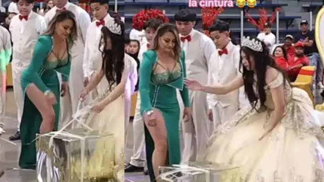 Mamá usa vestido revelador en la fiesta de XV años de su hija