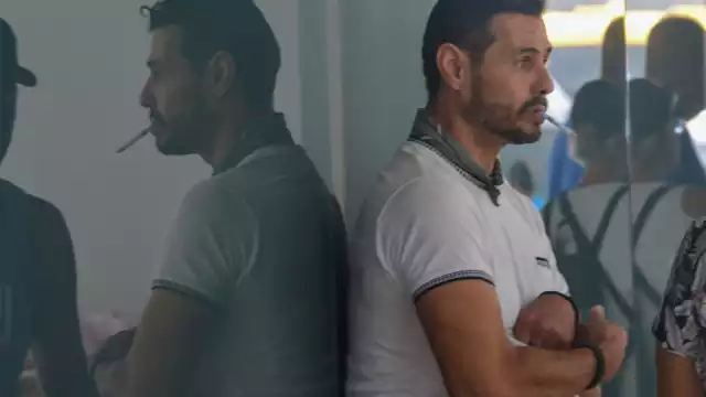 El hombre está siempre acompañado de su gato Tesla