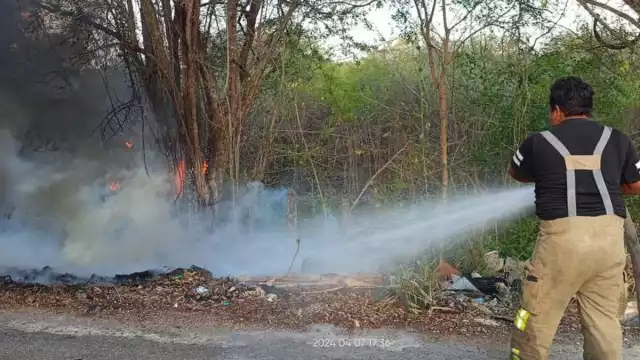 El incendio de maleza ocurrió en una brecha de la carretera federal Escárcega-Champotón