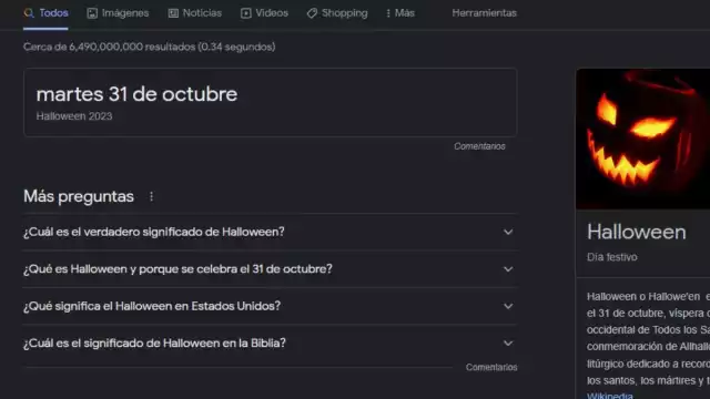Esto pasa si pones la palabra Halloween en Google