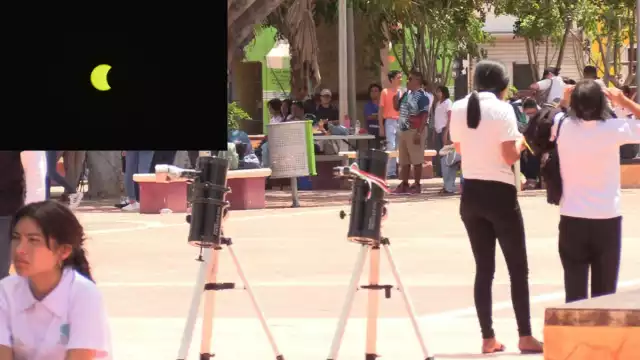 El parque central Forjadores del Kilometro Cincuenta se convirtió en escenario de una velación especial en espera de la observación del eclipse solar 2024