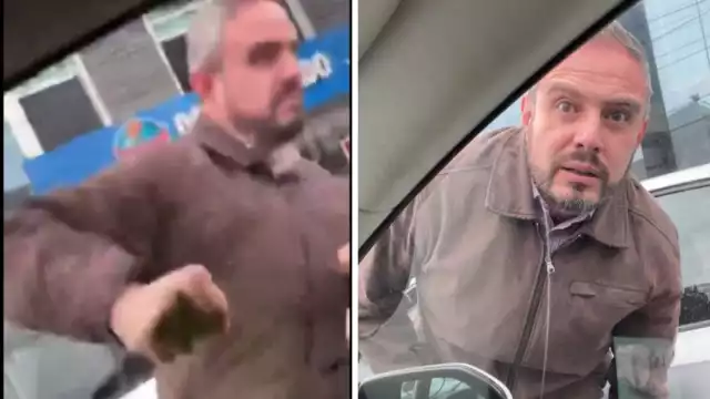 Después del ataque, el hombre se sube a su auto y se marcha
