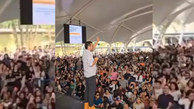 El candidato no atrapó la atención de los jóvenes estudiantes, la generación que dice representar en estas elecciones