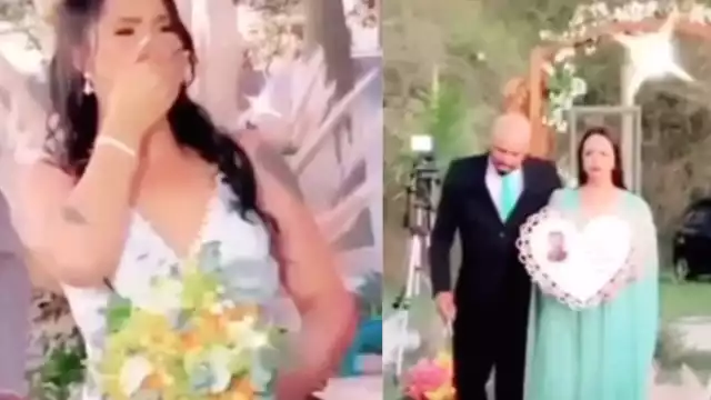 Los padres del novio llevaron hasta el altar la fotografía del novio