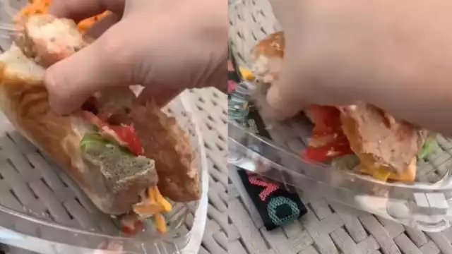 Una estudiante adquirió una hamburguesa que “sabía raro”; al inspeccionarla descubrió que el pan estaba cubierto de moho.