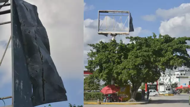 Los comerciantes corren el riesgo de que les caiga encima o provoque un accidente automovilístico