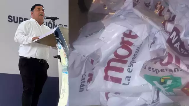 Un funcionario del Ayuntamiento de Kanasín fue detenido con decenas de lonas