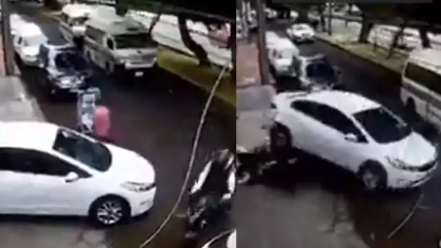 Conductor atropella a ladrones que lo quisieron asaltar con todo y moto