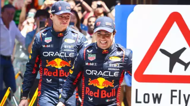 Max y Checo en las actividades previo a la carrera. Foto: Especial