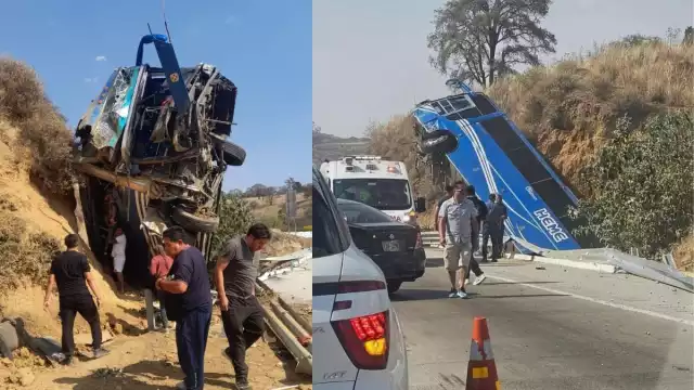 Así terminó el autobús en la carretera México-Puebla