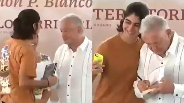 El presidente Andrés Manuel López Obrador se tomó una selfie con el joven de Chetumal