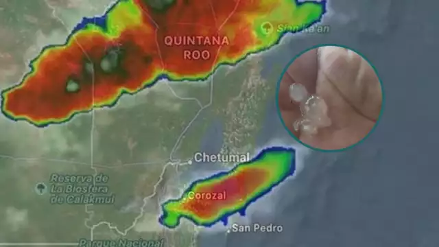 Según habitantes de la localidad "El Tesoro", entre las 8 y 9 de la noche comenzó a registrase una lluvia y posteriormente la caída de granizo