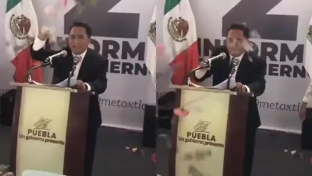 José Cinto Bernal fue atacado con flores y basura durante su Segundo Informe de Gobierno