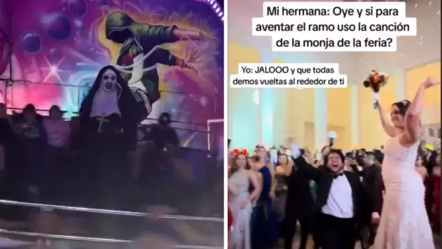 Los invitados giraron alrededor de la novia simulando el juego mecánico