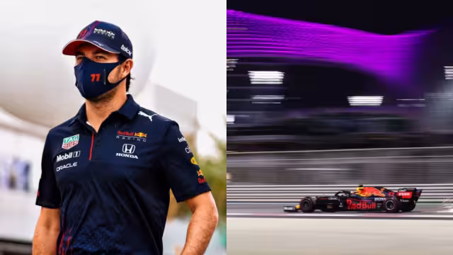 El piloto mexicano Checo Pérez celebró la pole que logró Max Verstappen para el Gran Premio de Abu Dabi, una estrategia que dijo fue “perfecta” para Red Bull. Foto: Twitter @SChecoPerez