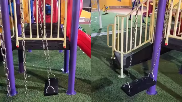 Un columpio comenzó a moverse solo mientras el resto se mantuvo quieto en el parque de Telchac Pueblo