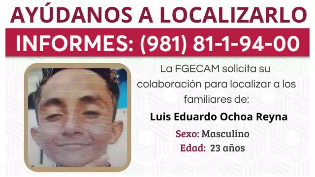 Luis Eduardo Ochoa Reyna, 23 años, visto por última vez el 24 de junio de 2025.