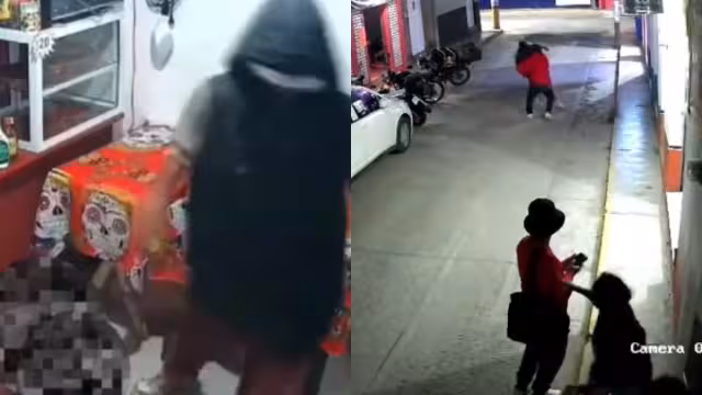 El padre del menor alcanzó al sujeto para golpearlo afuera de la pizzería