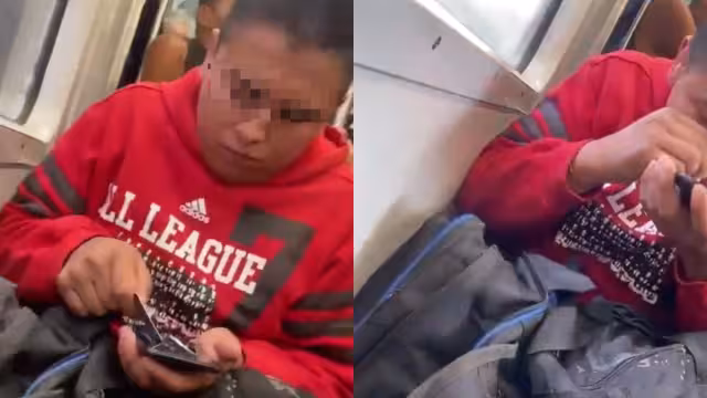 El hombre armó una fila de lo que sería cocaína para consumirla en un vagón del Metro de la CDMX