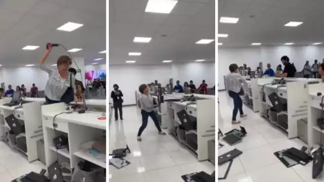 La mujer fue grabada por personal de la aerolínea