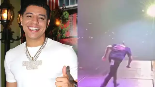 Eduin Caz sufre accidente en concierto de Grupo Firme